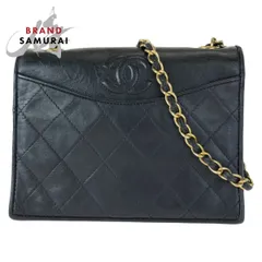 美品 シャネル ヴィンテージ マトラッセ ココマーク ブラック ラムスキン 斜め掛け チェーンショルダーバッグ ポシェット 404202【中古】