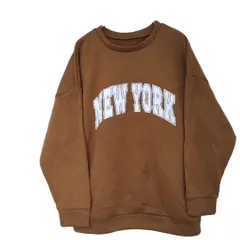 長袖 裏起毛 スウェット トレーナー プリント 長袖 ブラウン Mサイズ