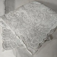 ⑮【美品】スワトウ SWATOW 汕頭 ハンカチ アンティーク 手刺繍 LINEN リネン100% 中国刺繍 スワトー  刺繍 Vintage 刺繍