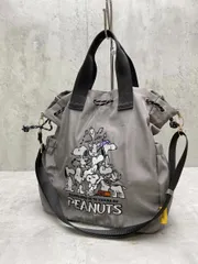 grove グローブ スヌーピー PEANUTS 75th コラボ 2way ナイロン 巾着 トート ショルダー バッグ /グレー ■■レディース