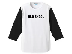 OLD SKOOL 染込プリント 3/4 Sleeves T-shirt WHITE × BLACK/vans ginger ヴァンズ ジンジャー 国産 旧車會 アメカジ 古着 30s 40s 50s 60s 70s 80s