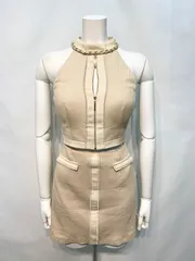 2172 Glossy キャバクラ セット ホルターネック 肩見せ セットアップ ミニドレス ヒッコリー キャバドレス S