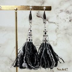 No.342 艶シルバー 結びフープ ゆらゆらパールピアス イヤリング 