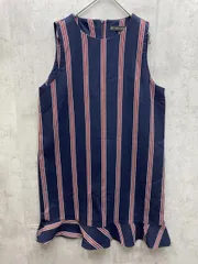 ZARA ザラ ストライプ 裾フリル ノースリーブ ワンピース sizeUSA L/ネイビー ■◇レディース