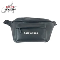 美品 BALENCIAGA バレンシアガ エブリデェイ ブラック ホワイト シルバー金具 レザー ボディバッグ ウエストポーチ バムバッグ 600128【中古】