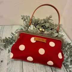 ハンドメイド　ドット柄　ガマ口ポーチ　ガマ口バック　横長ドットバック　ドットスマホポシェット　ドット柄ポシェット　メイクポーチ　サブバッグ　ミニーちゃん好きにも　北欧柄ガマ口　ドット柄スマホポシェット