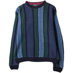 古着 80年代 ラルフローレン Ralph Lauren CHAPS チャップス ストライプ柄 コットンニットセーター USA製 メンズM相当/eaa609345