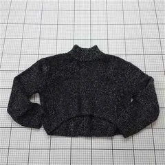 ◇ Θ ページボーイ PAGEBOY ラメフェザーショートプルオーバーニット レディース F ブラック系 E  【1510290016593】