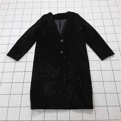 ◇ ⊇ コエ koe NY2139 ベロアノーカラーコート ブラック系 レディース E  【1512100011408】