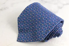 サルヴァトーレフェラガモ ブランド ネクタイ 魚 動物柄 シルク イタリア製 PO メンズ ブルー Salvatore Ferragamo 【中古】