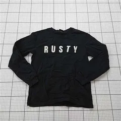 ◇ Θ ラスティ RUSTY OUR KIND ロゴプリント長袖Tシャツ ブラック系 M レディース E  【1512220018646】