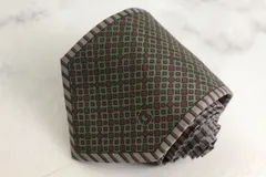 ミラショーン ブランド ネクタイ チェック柄 シルク イタリア製 PO メンズ グリーン mila schon 【中古】