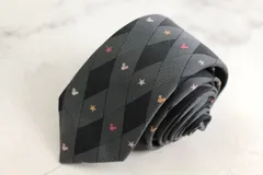 ブリックハウス ブランド ネクタイ チェック柄 ディズニー ミッキーマウス シルク PO メンズ グレー BRICK HOUSE 【中古】