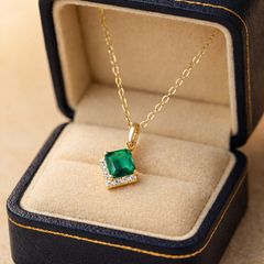 ネックレス レディース S925 エメラルド K18コート CZダイヤ 新品 