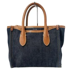 POLObyRalphLauren(ポロラルフローレン) ハンドバッグ - ダークネイビー×ブラウン ミニバッグ レザー