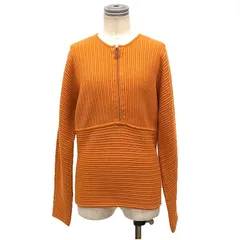 HERMES エルメス ハーフジップニット Sサイズ 長袖 ウール カシミヤ オレンジ レディース 洋服 トップス 美品 aq12544
