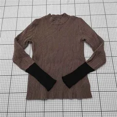 ◇ Θ ディスコート DISCOAT リブニット ハイネック長袖トップス ブラウン系 M レディース E  【1512220024845】