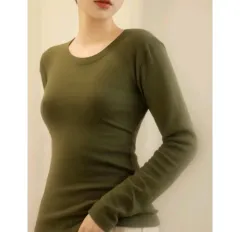 新品 ラウンドネック 起毛 Tシャツ 裏起毛 長袖 Tシャツ