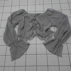 ◇ ⊂ エムライン m line MLZ1051504A0003 シアーブラウス ブルー系 レディース E  【1512220026078】