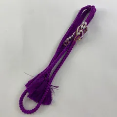 【在庫一掃】 帯締め 美品 優品 振袖用 パールラインストーン ハートチャーム飾り付き 金糸 紫 正絹 和装小物 【中古】