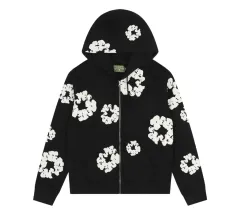 DENIM TEARS スウェット フーディー ジップアップ ブラック