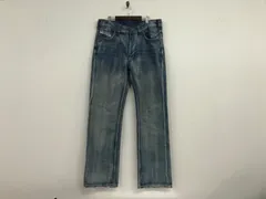 本物ディーゼルDIESELコットンダメージダーティー加工デニムパンツメンズサーフアメカジワークミリタリースーツモードドレスゴルフバイカー青ブルー34イタリア製L