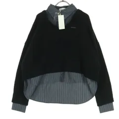 未使用 HARE ハレ ストライプ柄 長袖 ドッキングニット シャツ F ブラック系 レディース 古着