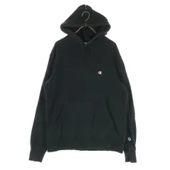 Champion チャンピオン コットン ワンポイントロゴ 長袖 スウェットパーカー L ブラック メンズ 古着