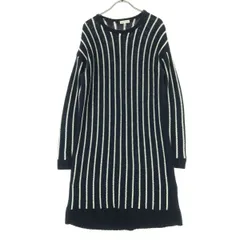 earth music&ecology アースミュージックアンドエコロジー ウール混 ストライプ柄 長袖 ニット ロングワンピース F ネイビー レディース 古着