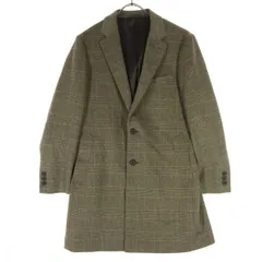 美品 COMME CA MEN コムサメン チェック柄 長袖 テーラードジャケット M ブラウン系 メンズ 古着