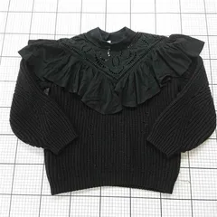 ◇ Θ リリーブラウン Lily Brown フリル切替ニットトップス ブラック系 レディース E  【1512220030778】