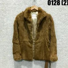 ブラウン ファー コート ジャケット xs