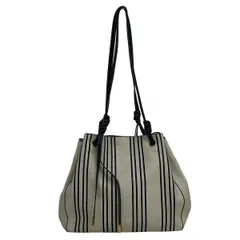 TORY BURCH(トリーバーチ) ショルダーバッグ - アイボリー×ネイビー ストライプ レザー