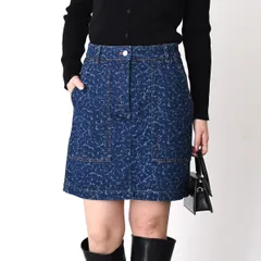 MAISON KITSUNE メゾンキツネ ボトム デニム ミニ スカート MW01505 WW5024 レディース インディゴ アブストラクトデイジーモチーフ プリント ロゴ ストレート 春夏のサムネイル