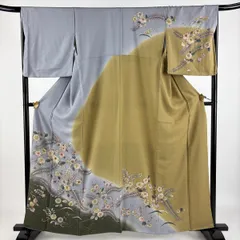 【在庫一掃】 訪問着 身丈160cm 裄丈67cm M 袷 辻が花柄 流水 金銀彩 染め分け 薄紫 正絹 名品 【中古】