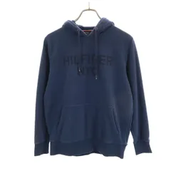 TOMMY HILFIGER トミーヒルフィガー 長袖 パイル地 パーカー M ネイビー レディース 古着