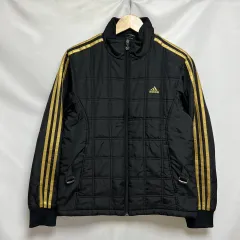 正規品 / 95 adidas アディダス 3本線 ブラックゴールド キルティング ジャケット / アウター トラックジャージ / ジャージ