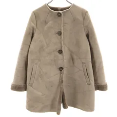 Ray Beams レイビームス フェイクムートン ノーカラーコート 1 グレージュ レディース 古着