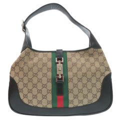 美品 グッチ キャンバス ワンショルダー ジャッキー ロゴ型押し