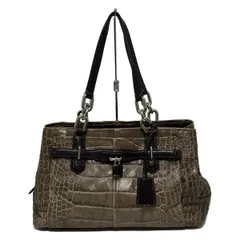 COACH(コーチ) トートバッグ エンボスドクロコダイルジェイデン 17838 グレーベージュ×ダークブラウン 型押し加工 レザー