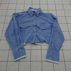◇ Θ ザラ ZARA クロップドシャツ コットン100% ブルー系 S レディース E  【1601210012235】