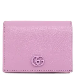 グッチ GUCCI 二つ折り財布 ダブルＧ カードケース ウォレット レザー パープル シルバー金具 プチマーモント コンパクト   456126【中古】
