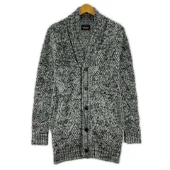 NICOLE CLUB FOR MEN ニコルクラブフォーメン クロスマフラーカラーカーディガン size46/ブラック×ホワイト　メランジ