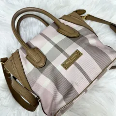 BLUE LABEL CRESTBRIDGE ブルーレーベルクレストブリッジ 2wayノバチェック柄ハンドバッグ レザートートバック キャンバスショルダーバック 三陽商会 日本製 55116-231-12 01025-00 ピンク ホワイト ブラウン