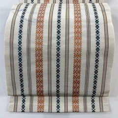 【在庫一掃】 名古屋帯 名品 献上柄 クリーム 正絹 【中古】