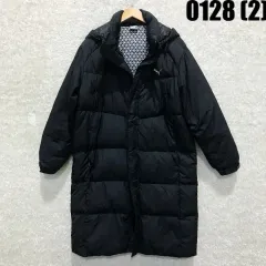 プーマ ブラック ダウンジャケット ロング丈 フード ダウン アウター xl