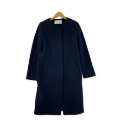 NATURAL BEAUTY BASIC ナチュラルビューティーベーシック ウール混 ノーカラーコート sizeL/ネイビー