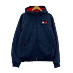 TOMMY JEANS トミー ジーンズ 裏フリース ジップアップパーカー sizeM/ネイビー