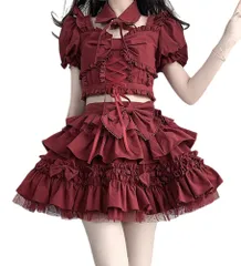 新品 [尚基製造] ロリータ 服 ゴスロリ トップス スカート ウェイトレス コスプレ 衣装 フリル ロリータ コスチュームセット 清楚 可憐 萌え レディース ドレス 喫茶店 遊園地 半袖