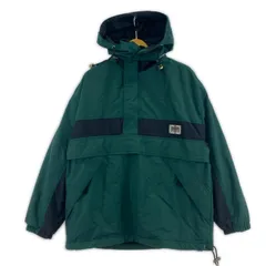 ZIPPO ジッポ 2wayフード付き ハーフジップ 裏起毛 ナイロンジャケット sizeM/グリーン×ブラック